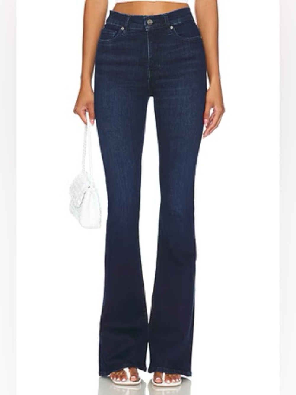 FRAME Le High Flare High-Rise Flared Jeans - Dark Denim